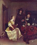 A Woman playing a Theorbo to Two Men Gerard Ter Borch